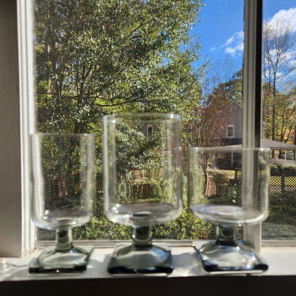 Nordic Wine Cocktail Glasses Gray Smoke Midnight Federal Square Foot MCM Set 4 - Picture 7 of 7